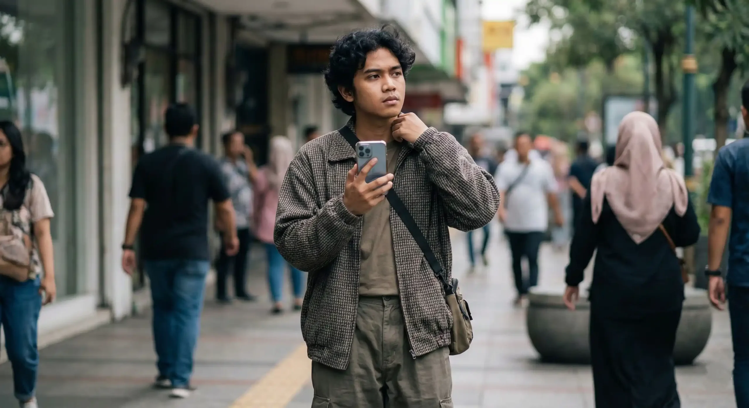 Pria Gen Z mengekspresikan perasaan lewat pakaian di momen sehari-hari.